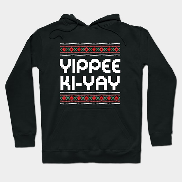 Yippee-Ki-Yay Funny Christmas Cross Stitch Pullover Hoodie by BilieOcean